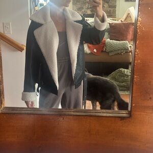 12th Tribe Women's Pleather Jacket with Faux Fur